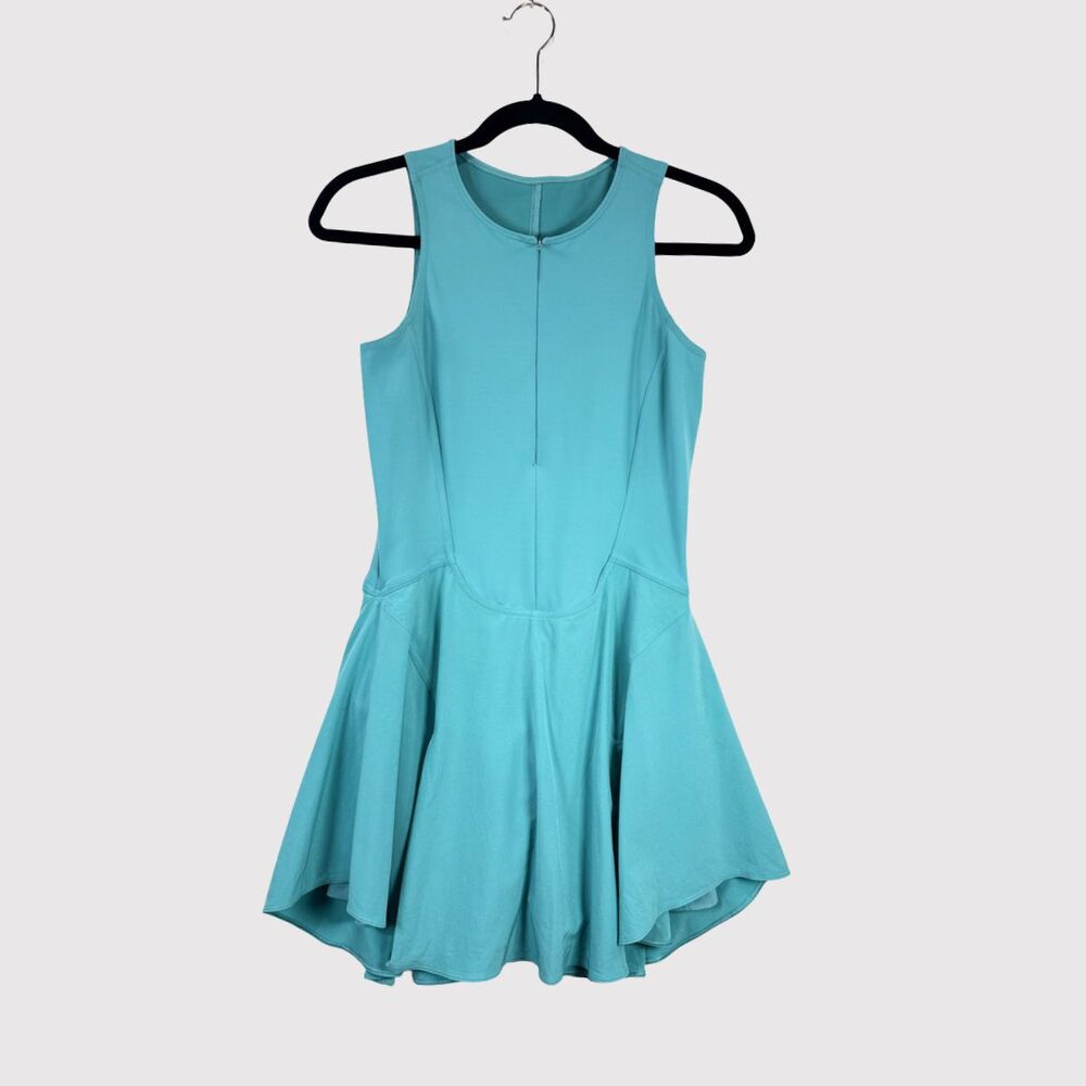 Lululemon Mini Dress Teal Everlux Short Lined Tennis Tank Cutout Back Size 6